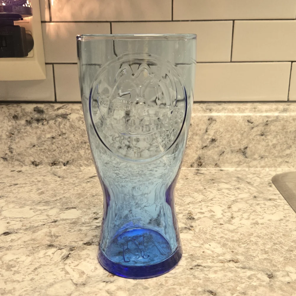 McDonalds Coca-Cola Style Blue Glass Tumbler 1961 Vintage Style (2003) Cup